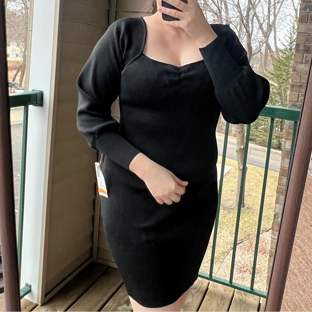 ๐ ๐ฎ๐น Italian Cocktail Black Jersey Long Sleeve Dress - Picture 3 of 10